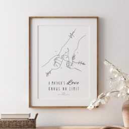 Personalised Mum & Children Line Art Print, Minimalist Family Hands Keepsake, Birthday Gift - thumbnail 2