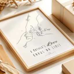 Personalised Mum & Children Line Art Print, Minimalist Family Hands Keepsake, Birthday Gift - thumbnail 3