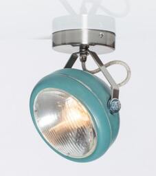 No.7 Spotlight in Aqua - Vintage Lamp Made Of Headlight Handmade Wall Or Ceiling Light Industrial Interior - thumbnail 2