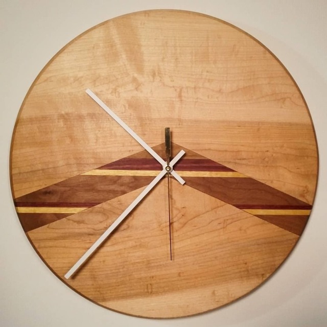 Chevron Clock With Walnut Purple Heart Inlay