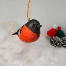 Hand Carved Wood Baltimore Oriole Ornament, Painted Songbird Figurine, Sustainable Basswood Decor - thumbnail 4