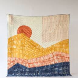Handmade King Size Kantha Quilt Reversible Boho Bedspread - thumbnail 4