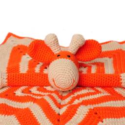 Baby Security Blanket, Sleeping Baby Relaxation, Giraffe Safety Eyes, Crochet Star, Brown & Orange Cotton Wool - thumbnail 4
