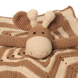 Baby Security Blanket, Sleeping Baby Relaxation, Giraffe Safety Eyes, Crochet Star, Brown & Orange Cotton Wool - thumbnail 2