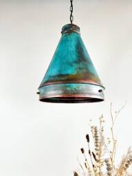 Patina Copper Pendant Light, Industrial Farmhouse Lighting - thumbnail 1