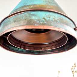 Patina Copper Pendant Light, Industrial Farmhouse Lighting - thumbnail 3