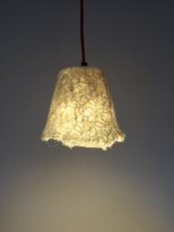 Handfelted Lampshade, Lamp, White Hanging Felted Natural Wool & Lace Fabric. Pendant Light