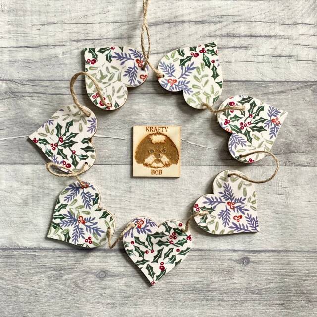 Winter Berry Bunting, Christmas Holly Garland, Rustic Wall Decor, December Birthday Gifts - image 1