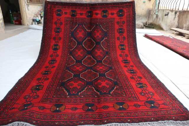 3x5 Ft Khal Mohammedi Bukhara Afghan Handmade Rug, Red Bokhara Turkmen Oriental Geometric Livingroom, D??cor Office Area Rug - image 1