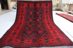 3x5 Ft Khal Mohammedi Bukhara Afghan Handmade Rug, Red Bokhara Turkmen Oriental Geometric Livingroom, D??cor Office Area Rug - thumbnail 1