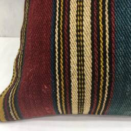 Vintage Turkish Kilim Pillow Cover, Handwoven Sofa Cushion - 16x16 - thumbnail 3