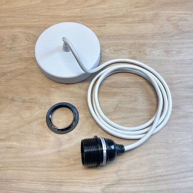 Industrial Modern Pendant Lighting Kit With Shade Ready Socket, Fabric Cord & Ceiling Canopy For Making Custom Diy Dining & Kitchen Lamp - image 1