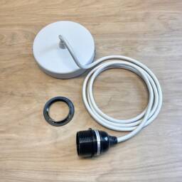 Industrial Modern Pendant Lighting Kit With Shade Ready Socket, Fabric Cord & Ceiling Canopy For Making Custom Diy Dining & Kitchen Lamp - thumbnail 1