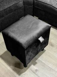 Black Velvet Ottoman Storage Box, Handmade Pouffe - thumbnail 3