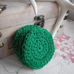 Pure Cotton Crochet Round Facial Wash. Baby Cloths. Handmade Evergreen Green Set/5. Face Cloths Scrubbies, Shower Gift Bath Acessory - thumbnail 4