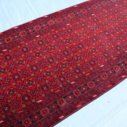 12 Ft Antique Runner Rug, Afghan Handmade Wool Bukhara Tribal Turkmen Vintage Bashiry Hallway Runner, Kitchen - thumbnail 3