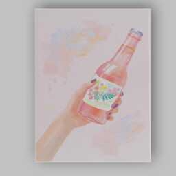 Hand Holding Pink Floral Soda Bottle Watercolour Illustration Canvas Wall Art Print Decor Picture Ready To Hang - thumbnail 1
