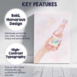 Hand Holding Pink Floral Soda Bottle Watercolour Illustration Canvas Wall Art Print Decor Picture Ready To Hang - thumbnail 2