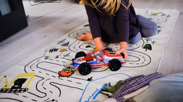 Organic Cotton Playroom Rug Montessori City Road Map - image 1