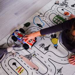 Organic Cotton Playroom Rug Montessori City Road Map - thumbnail 3