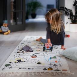 Organic Cotton Playroom Rug Montessori City Road Map - thumbnail 4