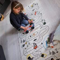 Organic Cotton Playroom Rug Montessori City Road Map - thumbnail 2