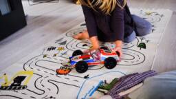 Organic Cotton Playroom Rug Montessori City Road Map - thumbnail 1