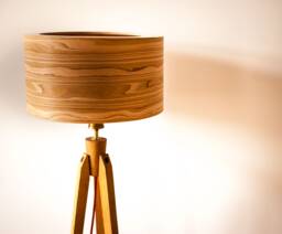 Tripod Floor Lamp Retro 60-70 Design Wood Veneer Veneer Standard Lamp