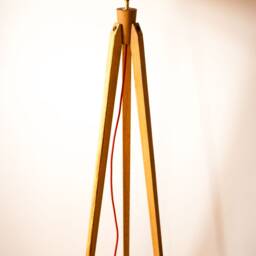 Tripod Floor Lamp Retro 60-70 Design Wood Veneer Veneer Standard Lamp - thumbnail 3