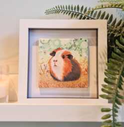 Guinea Pig Ceramic Wall Art Mini Framed Picture - 17cm