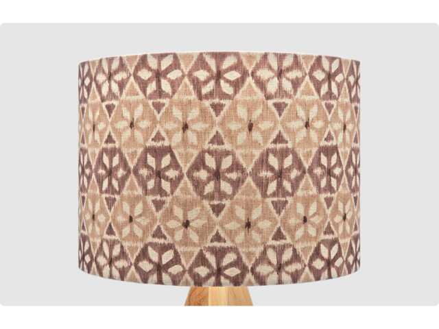 Handmade Lampshade Earthy Brown Diamond Floral Geometric Fabric Drum, Retro Boho Light Shade For Table/Floor Lamp Or Ceiling Pendant - image 1