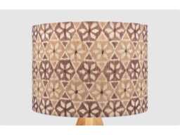 Handmade Lampshade Earthy Brown Diamond Floral Geometric Fabric Drum, Retro Boho Light Shade For Table/Floor Lamp Or Ceiling Pendant - thumbnail 1