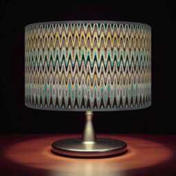 Modern Chevron Drum Lampshade - Teal, Mustard & Grey Handmade Pendant Light For Stylish Home Interiors - thumbnail 1