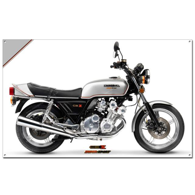 "1979 Silver Cbx 1000 Z Super Sport Motorcycle Art Metal Sign Size 12""x19.5"