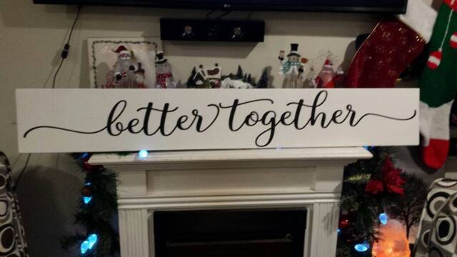 Better Together Sign Horizontal Bedroom Wall Hanging Large Rustic Wood Primitive Farmhouse Decor Housewarming Wedding Anniversary Gift - image 1