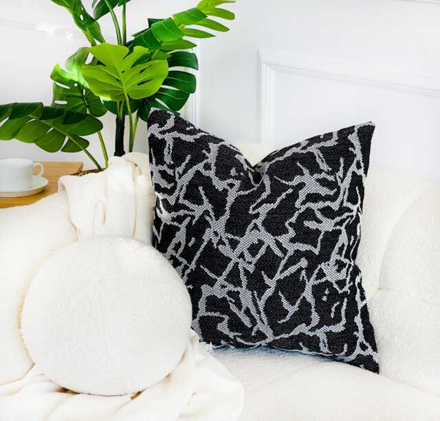 Black & White Linen Throw Pillow Covers, Minimalist Home Decorations, Textured Woven Pillow, Euro Sham Fall Decor Boho Covers - image 1
