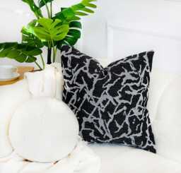 Black & White Linen Throw Pillow Covers, Minimalist Home Decorations, Textured Woven Pillow, Euro Sham Fall Decor Boho Covers - thumbnail 1