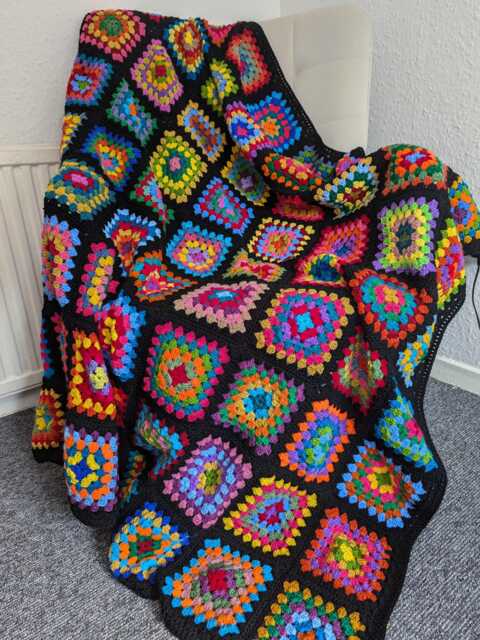Crochet Blanket, Vintage Throw Retro Granny Square Blanket Throw, Christmas Gift For Him, Afghan - image 1