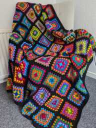 Crochet Blanket, Vintage Throw Retro Granny Square Blanket Throw, Christmas Gift For Him, Afghan - thumbnail 1