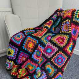 Crochet Blanket, Vintage Throw Retro Granny Square Blanket Throw, Christmas Gift For Him, Afghan - thumbnail 3