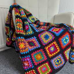 Crochet Blanket, Vintage Throw Retro Granny Square Blanket Throw, Christmas Gift For Him, Afghan - thumbnail 2