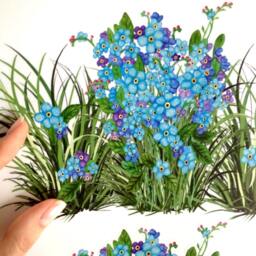 Wall Decals Grass With Forget-Me-Nots, Home D??cor, Kitchen Decal Border, Decor, For Tiles, Walls, Furniture - thumbnail 2