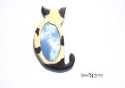 White Cat Decorative Wall Mirror, White Cat With Black Patches Tuxedo, Lovers Gifts, Mirror, Modern Mirrors, Art - thumbnail 1