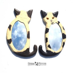 White Cat Decorative Wall Mirror, White Cat With Black Patches Tuxedo, Lovers Gifts, Mirror, Modern Mirrors, Art - thumbnail 4