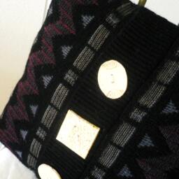 Hand Made Pillow, Soft & Cuddly, Made Ceramic Buttons Detail, Sweater Style Couch Decorative Housewarming Gift Idea - thumbnail 2