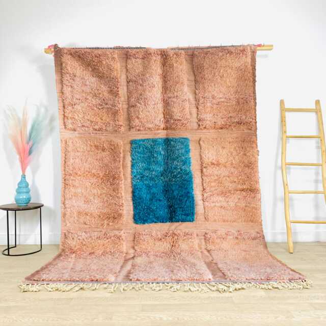 Hand Tufted Peach Moroccan Rug, Shag Custom Made Carpet, Large Area Berber Rug - image 1