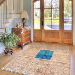 Hand Tufted Peach Moroccan Rug, Shag Custom Made Carpet, Large Area Berber Rug - thumbnail 3