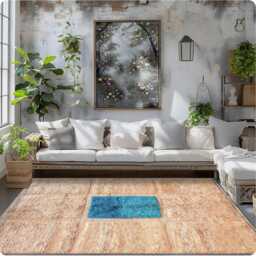 Hand Tufted Peach Moroccan Rug, Shag Custom Made Carpet, Large Area Berber Rug - thumbnail 4