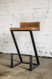 Hand-Crafted Industrial Bar Chair With Backrest, Urban Loft Style