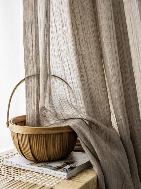 Nadia Linen Sheer Curtain, Natural Custom Curtain Panel, Drapes, Livingroom Door Extra Long 1Pc - image 1